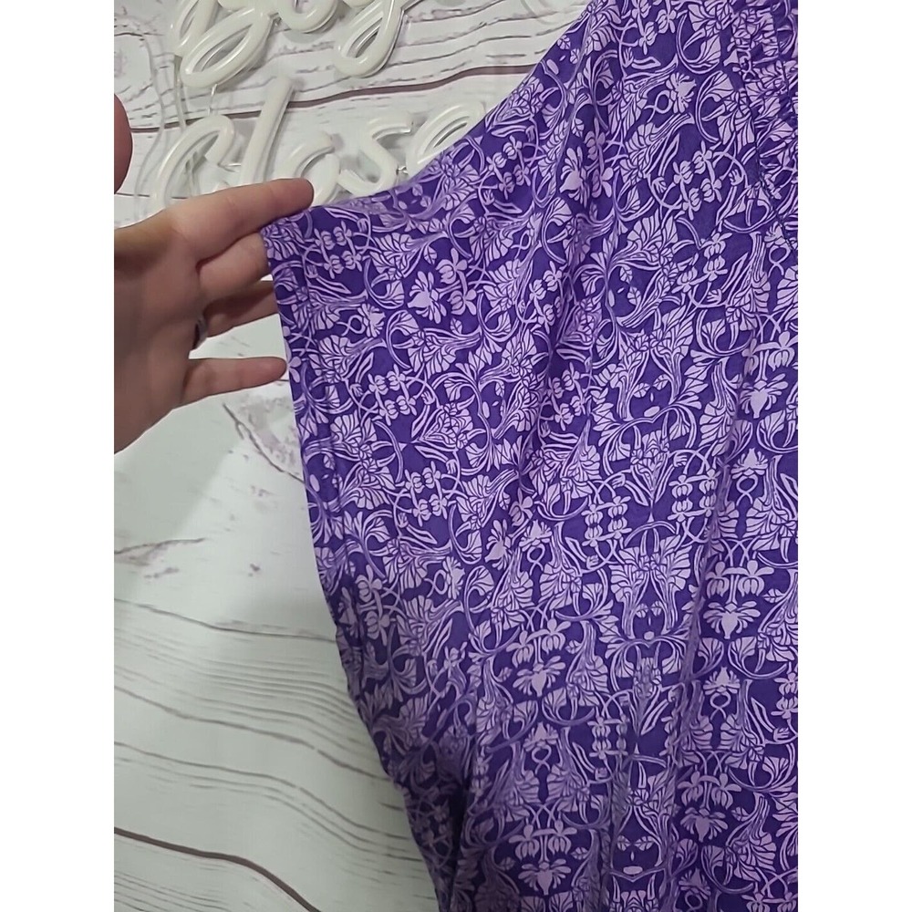 Lane Bryant Purple Ikat Print Smocked Waist‎ Short Sleeve Top Womans Size 22/24 - Picture 4 of 5